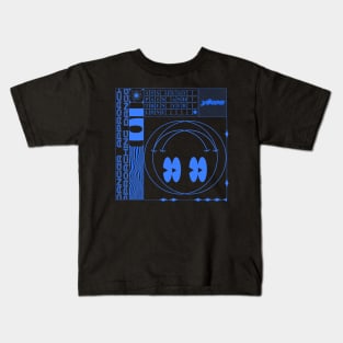 Blue smiley face rave glitch print Kids T-Shirt